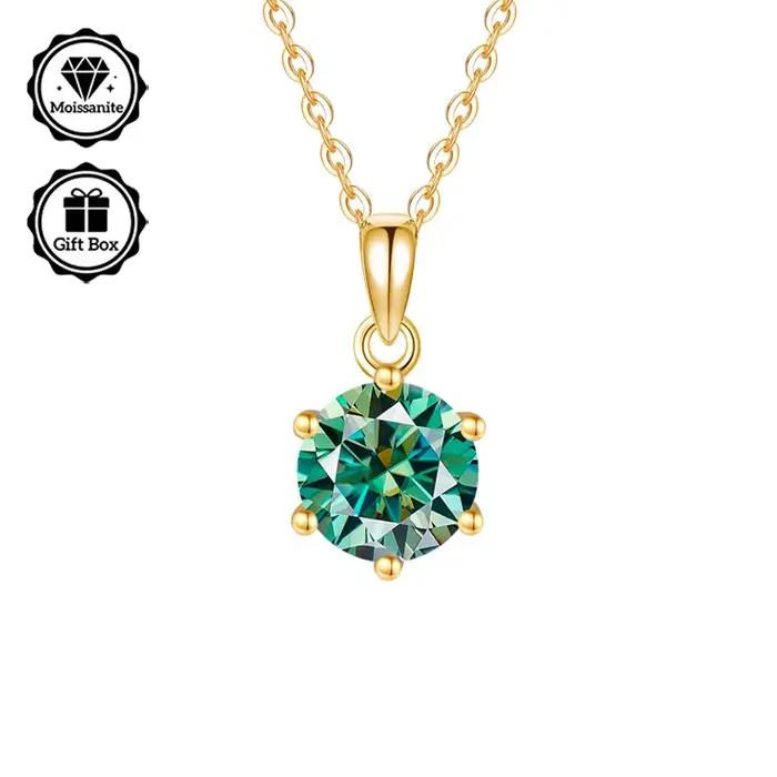 LAMVOICE bijoux pour femmes collier moissanite 2 carats, collier hypoallergénique, plaqué or, cadeau