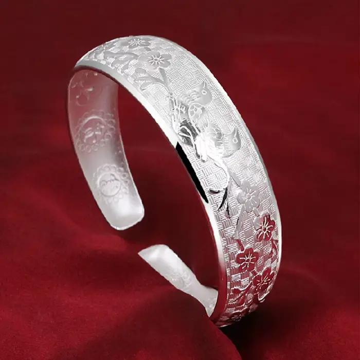 Bracelet en argent Sterling 925 rétro tissé à la main pour femmes et hommes avec zirconium blanc pour soirées et mariages