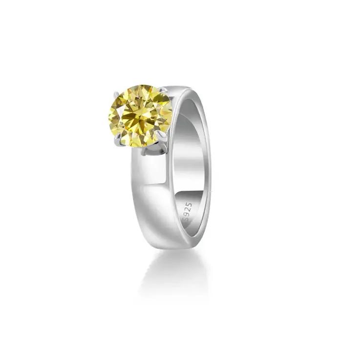 Bague solitaire en argent 925 avec moissanite taille ronde D VVS1