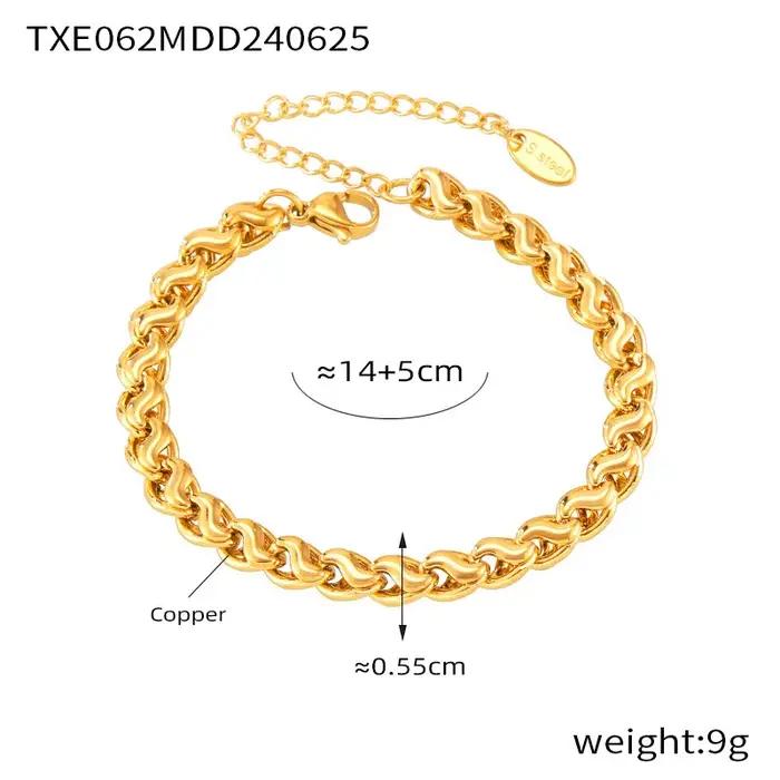 Ensemble de bijoux hip-hop pour femme collier et bracelet chaîne en cuivre plaqué or résistant à l'eau et inaltérable pour soirées et occasions spéciales