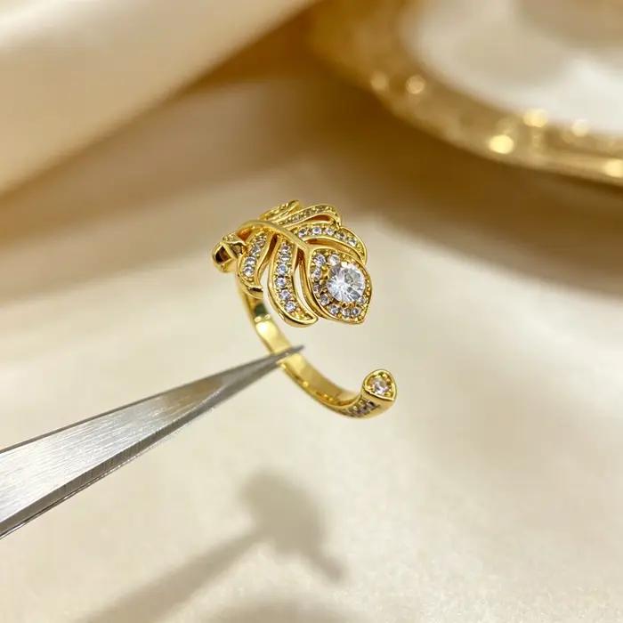 Ensemble de bijoux élégant pour femme avec collier, bague, bracelet et boucles d'oreilles en argent 925 plaqué or/rose, serti de zircon 5A étincelant, cadeau idéal