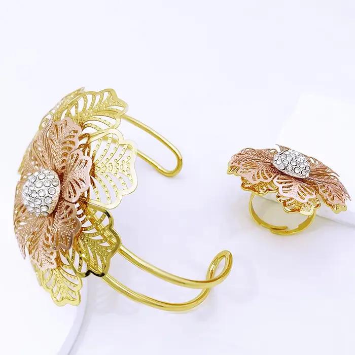 Ensemble de bracelets et matiques en or rose plaqué or 18 carats bijoux de luxe pour femmes occasions spéciales soirée gala mariage