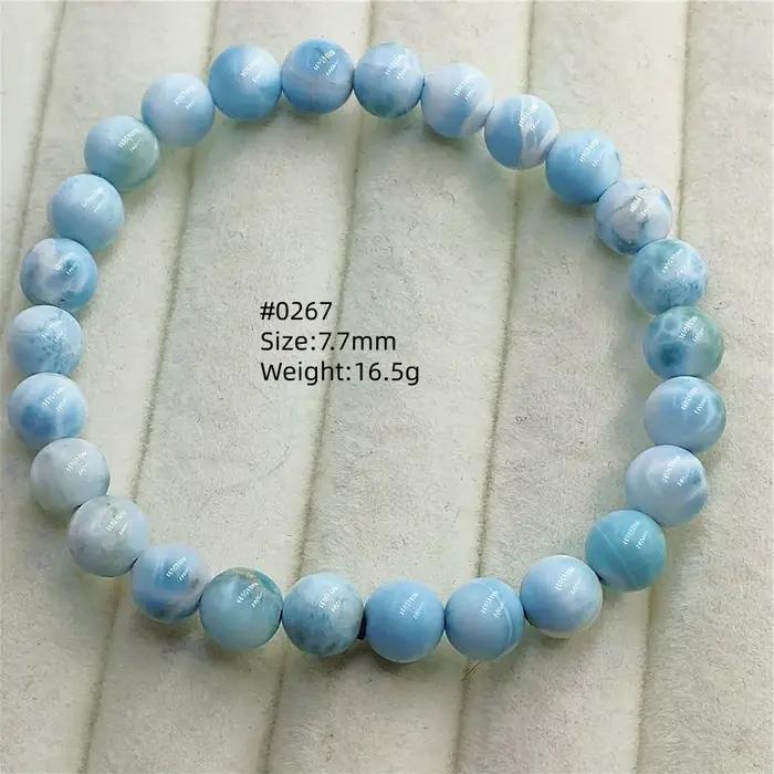 Véritable naturel bleu Larimar perles rondes Bracelet bijoux bleu Larimar motif mode pierre femmes h