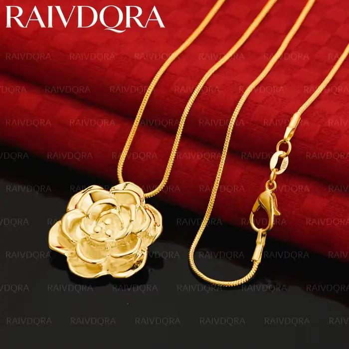 Collier avec pendentif fleur plaqué or 18 carats pour femmes, cadeau d'anniversaire, bijoux romantiques à la mode, populaires et sauvages
