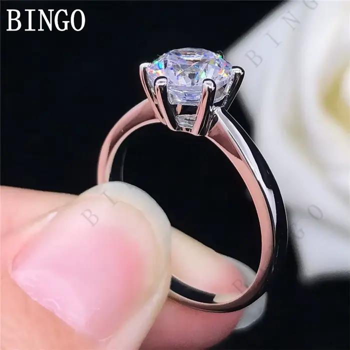 Bague Solitaire en or blanc massif 18K AU750 1CT