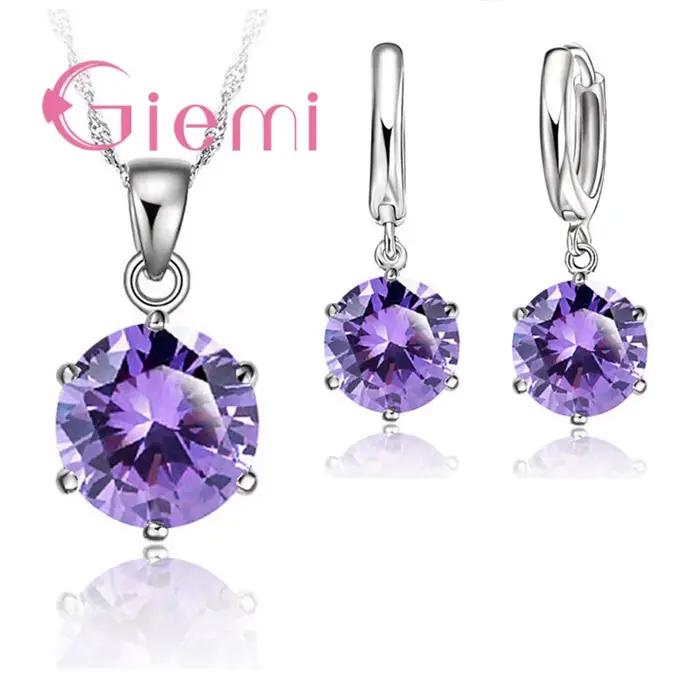 Collier Giemi en Argent Sterling 925 Serti de Zircon Cubique à Six Griffes Pour Femmes Occasions Spéciales Mariage Fiançailles Anniversaire