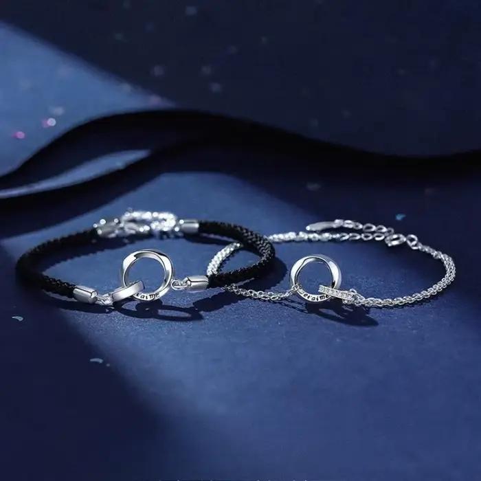 Bracelet de Couple Mobius français en argent Sterling 925