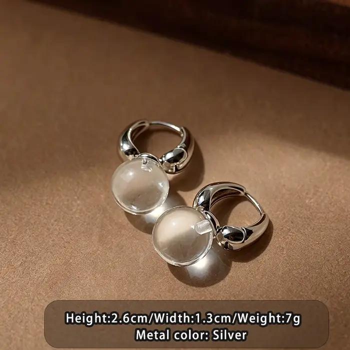Nouveau design 2026 – Boucles d'oreilles pendantes rondes transparentes en résine, style coréen, bijoux polyvalents pour filles et femmes