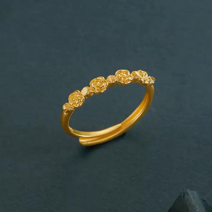 Bague romantique rétro en forme de Rose pour femmes