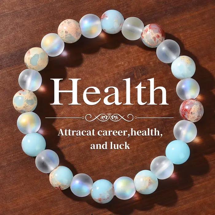 Bracelet de perles Aura Quartz et sédiments océaniques, 1 pièce, unisexe, bijoux en cristal homopath
