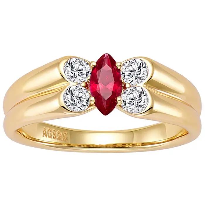 WUIHA Vintage 925 en argent Sterling Marquise laboratoire saphir rubis diamants à haute teneur en carbone pierres précieuses bague de fiançailles de mariage bijoux fins