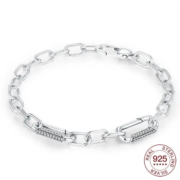 Bracelet en argent sterling 925 fermoir en diamant breloque perlée cadeau romantique pour femmes occasions spéciales anniversaires fiançailles mariage