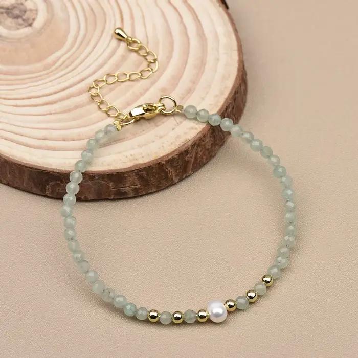 Bracelet élégant pour femme, pierre naturelle de 3mm, cornaline, péridot, perles rondes à facettes e