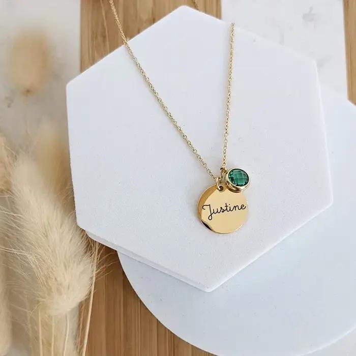 Collier personnalisé avec nom de pierre de naissance pour la fête des mères, pendentif avec texte et date gravés personnalisés, cadeau spécial pour grand-mère, Mimi 2025