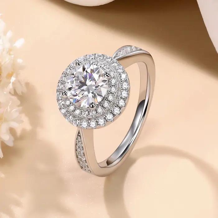 Bague en argent sterling 925 sertie de moissonite blanche pour les femmes occasions spéciales fiançailles mariage anniversaire