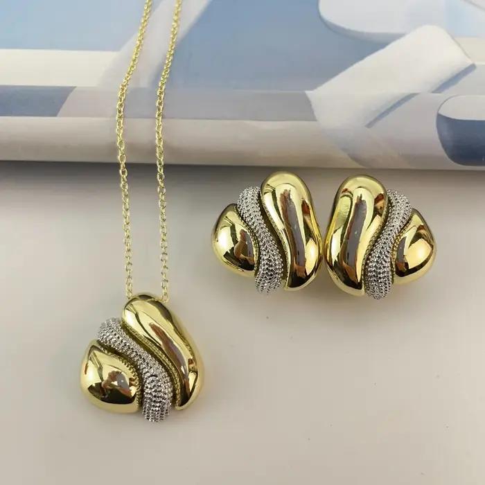 Ensemble de bijoux tendance de luxe plaqué or de Dubaï, boucles d'oreilles pendantes pour femmes KY2