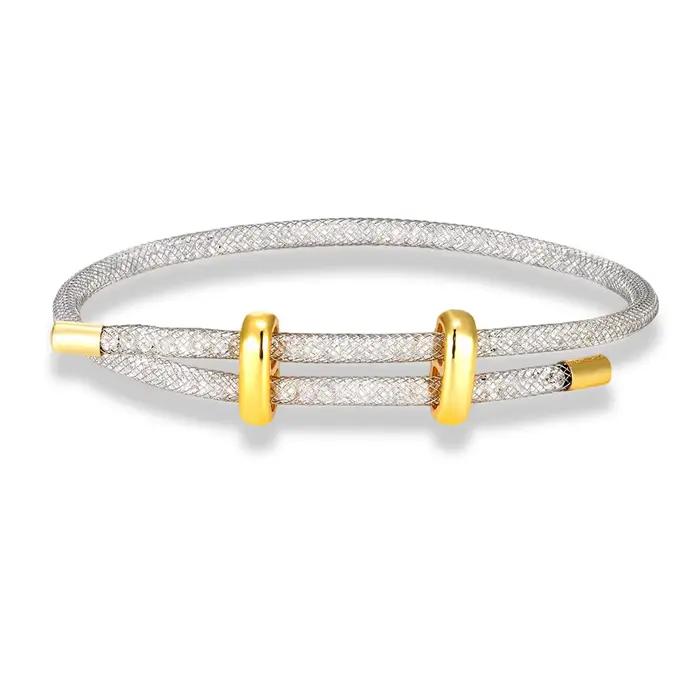 Bracelet de Couple à la mode pour hommes et femmes, en maille de cristal, étanche, bijoux d'amitié, cadeau