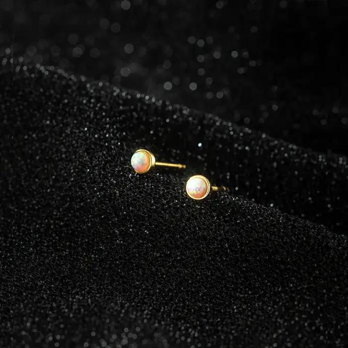 La Monada femmes boucles d'oreilles argent 925 rond opale oreille Piercing 925