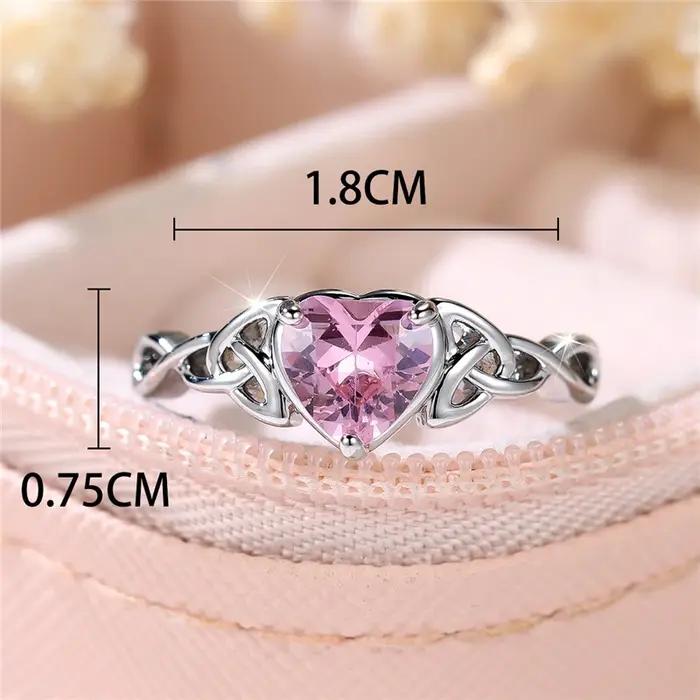 Bague de fiançailles en forme de cœur en pierre de Zircon bleu pour femme