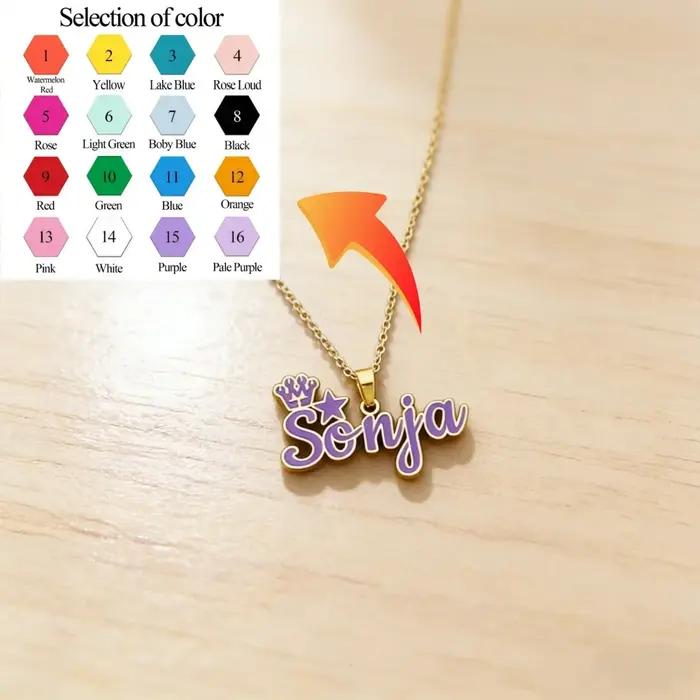 Collier personnalisé avec plaque nom en or coloré pour femmes et filles bijou cadeau occasion spéciale