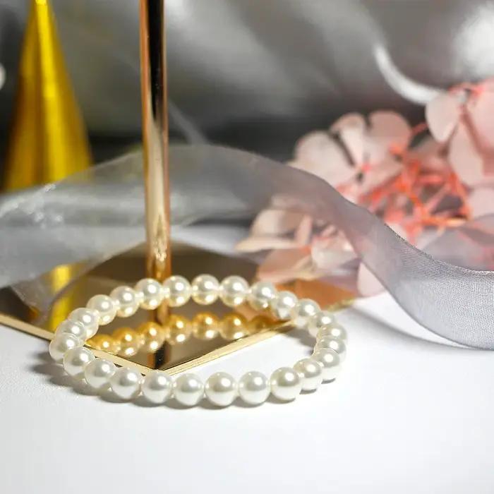 Bracelet de perles d'imitation de qualité, élastique ou chaîne, personnalisable, pour femmes de diff