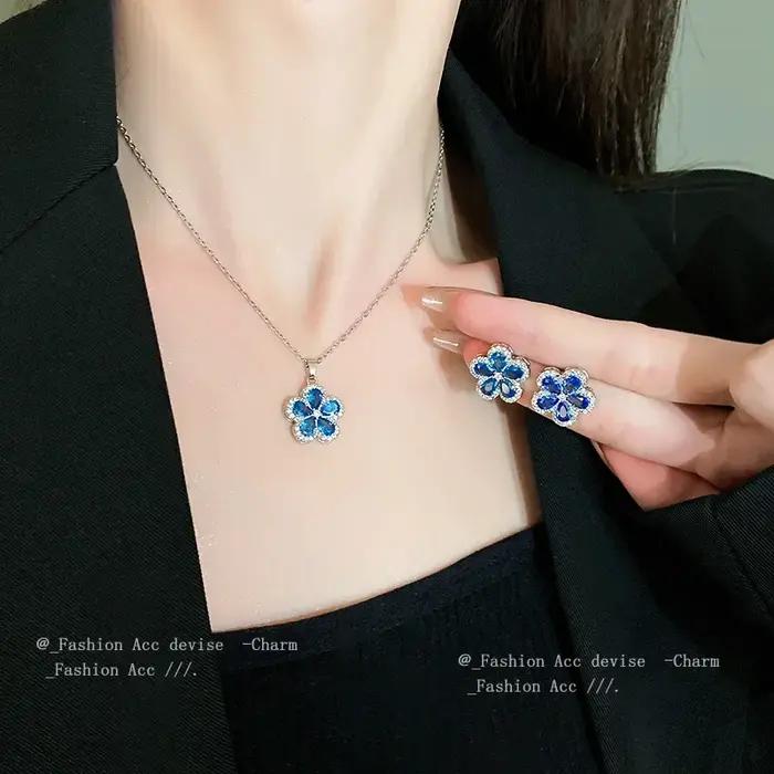 Ensemble de bijoux en argent S925 serti de zirconium pour mariage et célébrations élégantes femmes occasions spéciales