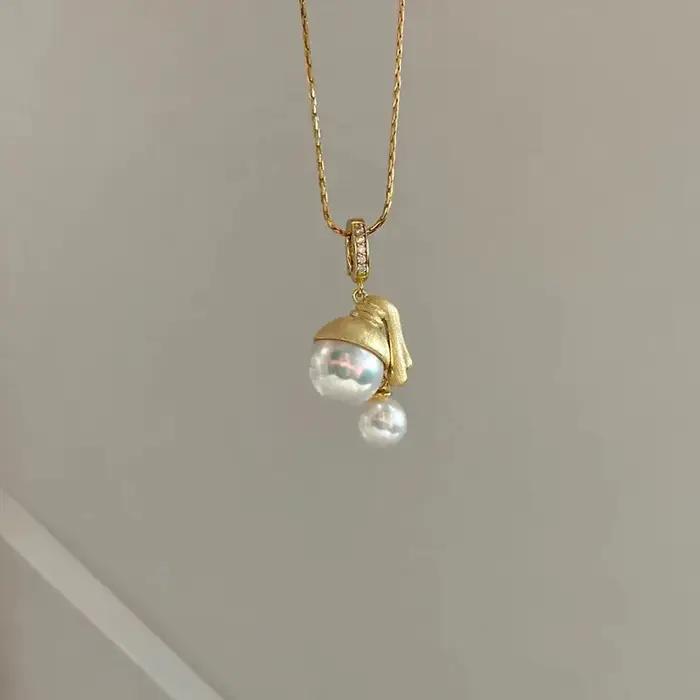 Collier de perles en argent Sterling 925, breloque personnalisée, pendentif de forme géométrique, ras du cou, cadeau d'anniversaire pour femmes, bijoux exquis