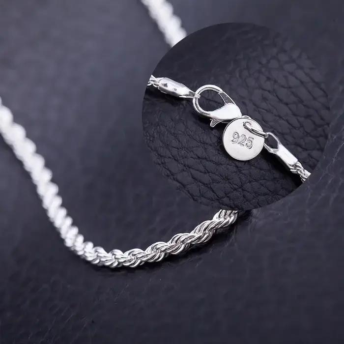 Colliers en Argent Sterling 925 Chaînes et Colliers Charmes Chauds Fine 4mm Bijoux Occasions Spéciales Fête Mariage Cadeaux Vacances