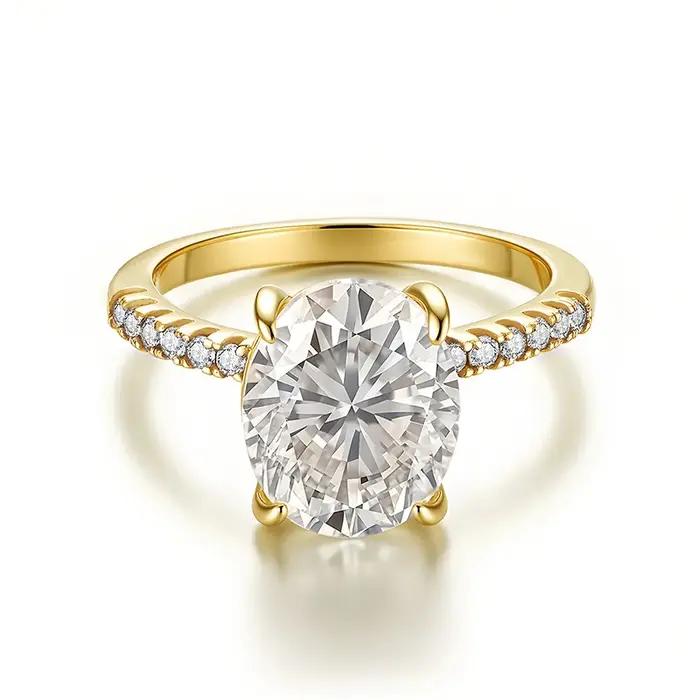 Bague de fiançailles MOVESKI 5CT en moissanite taille ovale pour femme