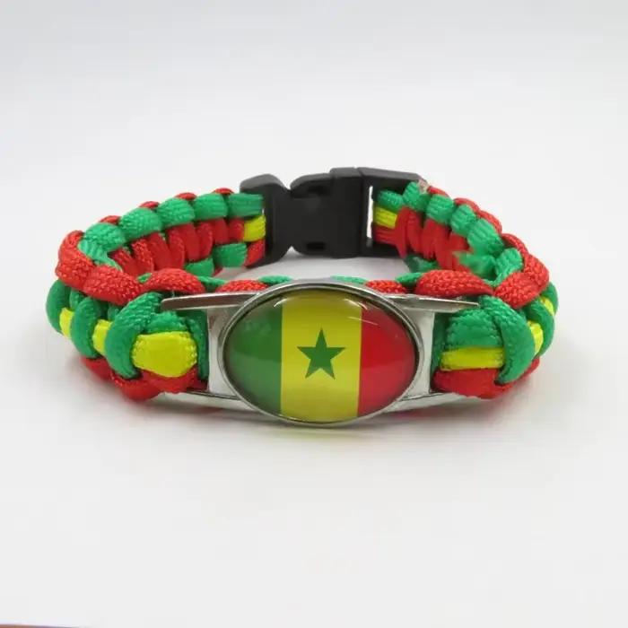 Bracelet personnalisé avec charme drapeau du Sénégal, bracelets et joncs enroulés du Sénégal pour femmes et hommes, cadeau