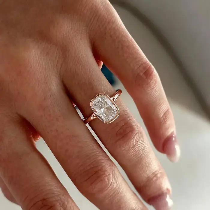Bague de fiançailles en or rose exquise pour femmes - Bijoux en zircon AAAA brillant de haute qualité