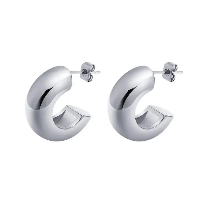 Optics-Boucles d'oreilles créoles pour femmes, grosses boucles d'oreilles en forme de C, créoles ouv