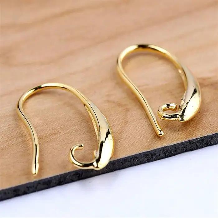 100/50/20/10 Pièces Boucles d'oreilles à boucle unique courbées lisses dorées et argentées pour accessoires de bijoux