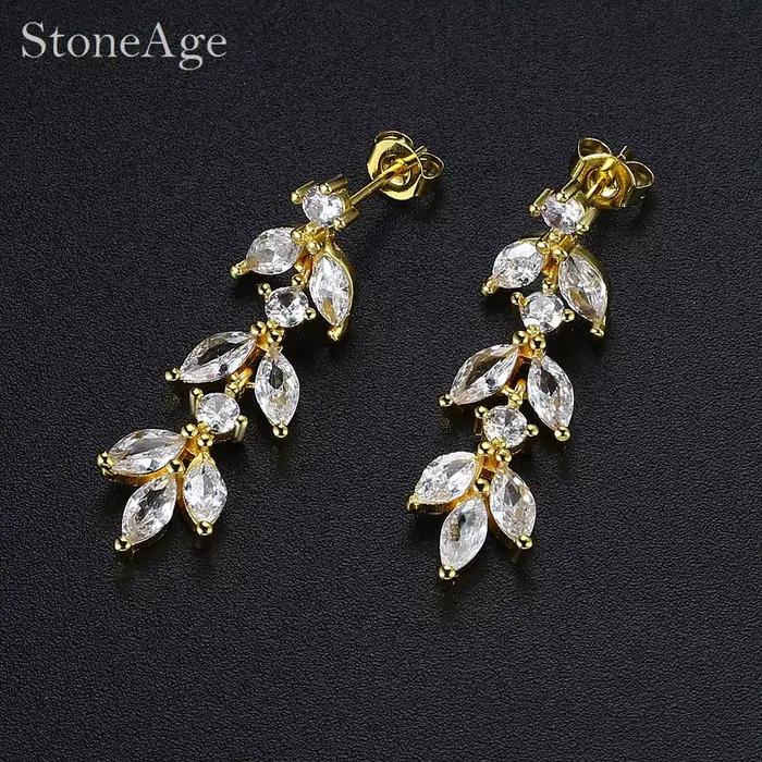 Boucle d'oreille pendante en or pour femme, style cuir chevelu design, bijoux fantaisie, brillant, contre-indiqué, document en or, fête de fiançailles, accessoires d'oreille