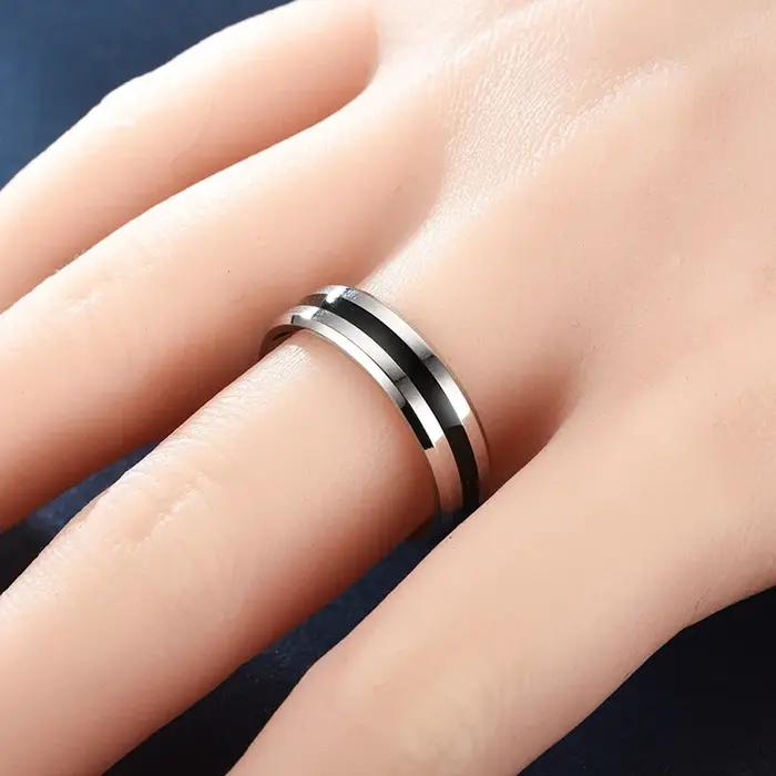 Bagues de mariage classiques simples en acier inoxydable pour couple