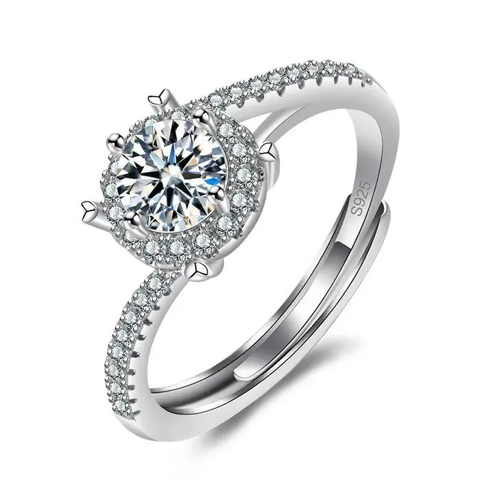Bague en argent sterling 925 réglable pour femme avec pierres de zirconium pour occasions spéciales mariage soirée gala