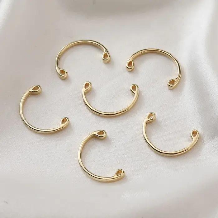 Ensemble d'anneaux demi-cercle en laiton plaqué or 14K, 4 pièces, accessoires de Base de bijoux, fou