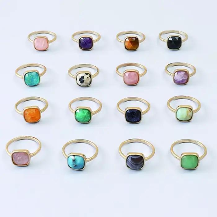 Anneaux de perles de pierre enveloppés pour femmes, cristal de guérison, quartz, lave, ystes d'atterrissage, cercle, bague de doigt, fête, bijoux de mariage, cadeau