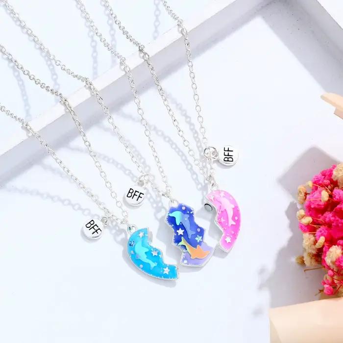 Ensemble collier à aspiration magnétique en métal forme cœur style y2k bijou amitié pour femmes et hommes occasions spéciales