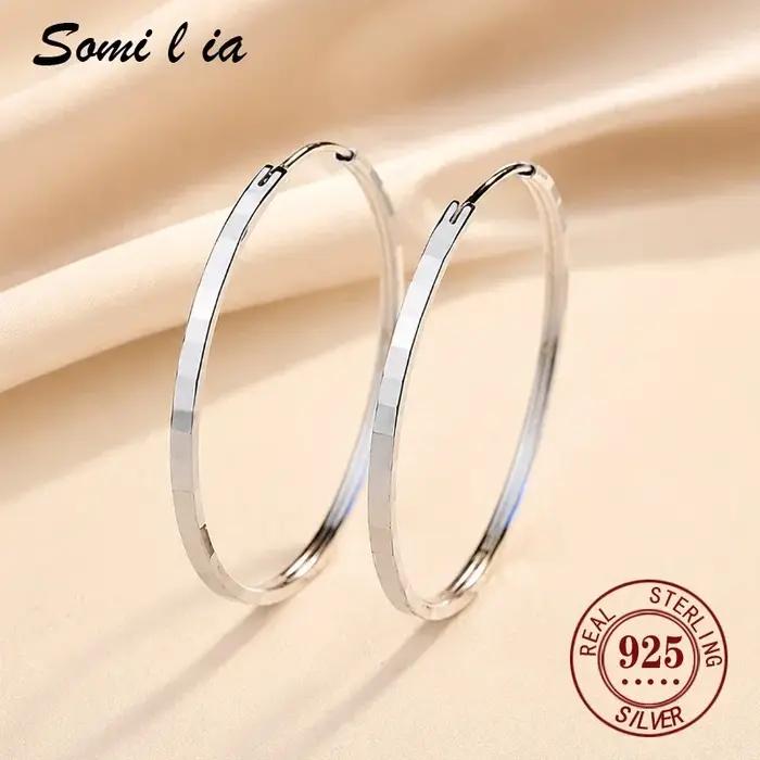 Boucles d'oreilles créoles en argent 925 élégantes pour femmes style classique mariage anniversaire cadeau