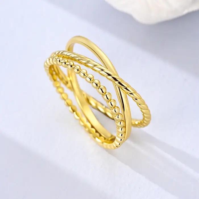 Bague Suster originale en argent Sterling 925 doré pour femmes et filles