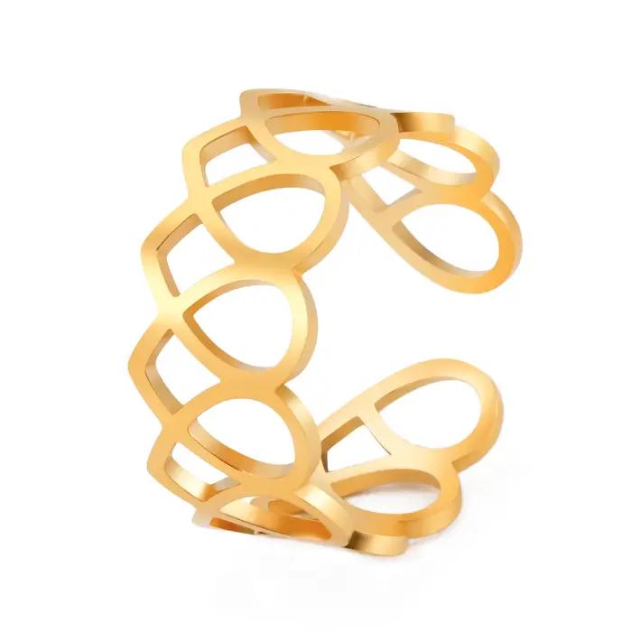 Bague en acier inoxydable plaqué or 18 carats forme cœur romantique et mignon cadeau pour mariage saint valentin anniversaire occasions spéciales