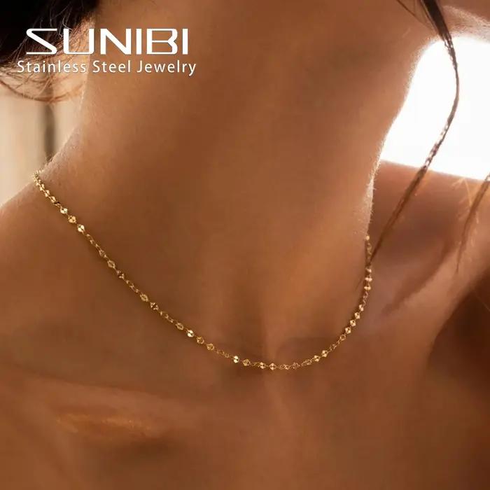 Collier multicouche SUNIBI torsadé en acier inoxydable plaqué PVD pour femmes occasions spéciales élégance moderne style unique DIY