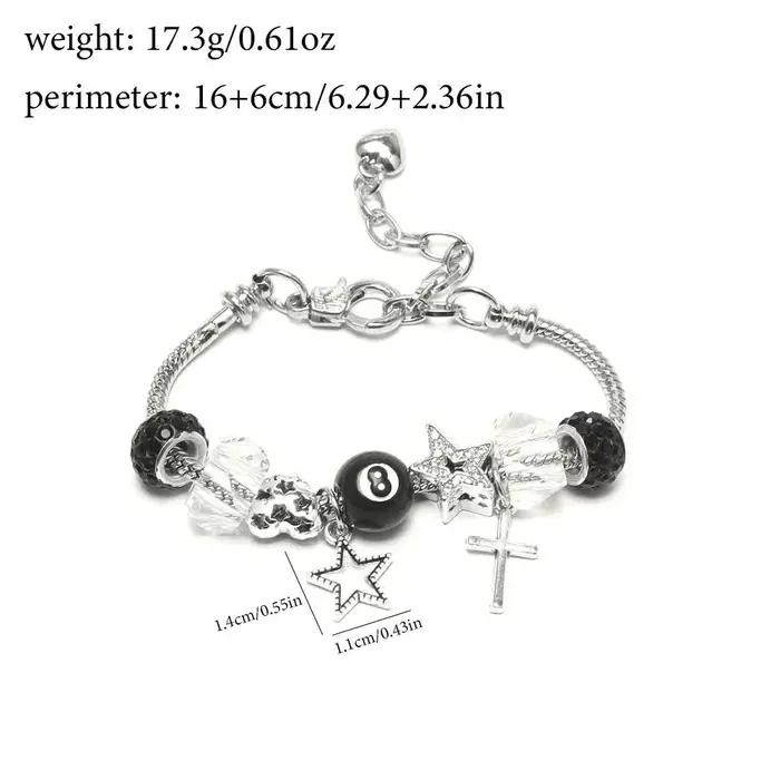 Nouveau noir No.8 boule léopard coeur étoile croix Bracelet collier Unique à la mode doux polyvalent