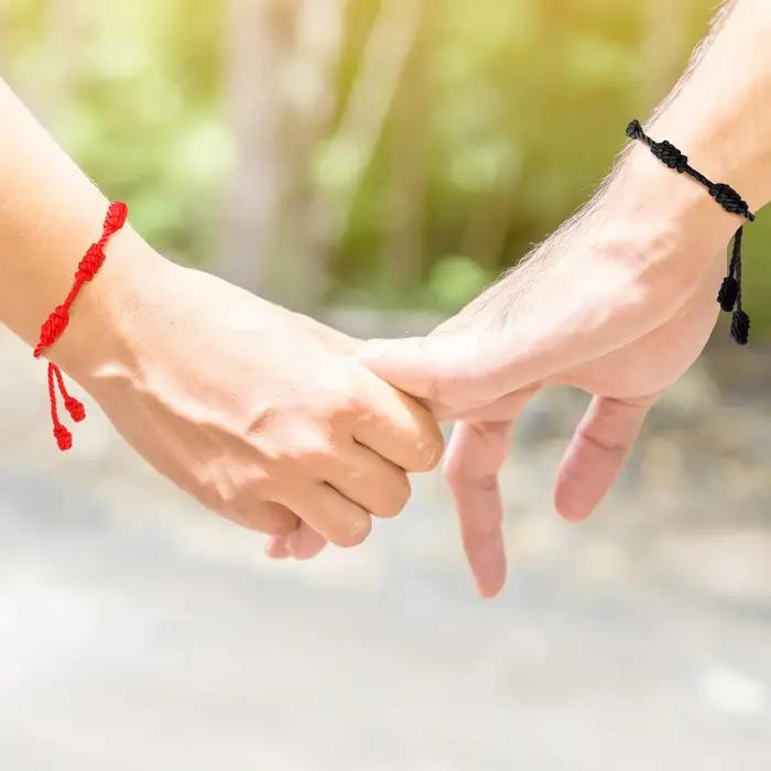 Bracelet à cordes rouges à 7 nœuds pour Couple