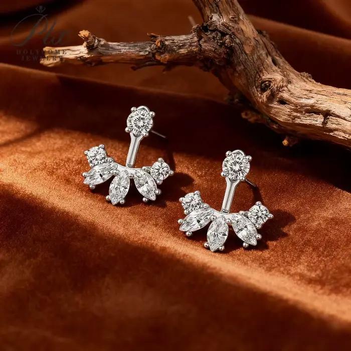 Boucles d'oreilles Moissanite avec rondes + Marquise, design léger et élégant, adaptées aux mariages, dattes, fêtes et bijoux cadeaux