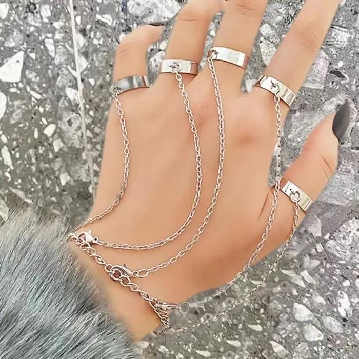 Ensemble de bagues-bracelets connectées créatives style punk