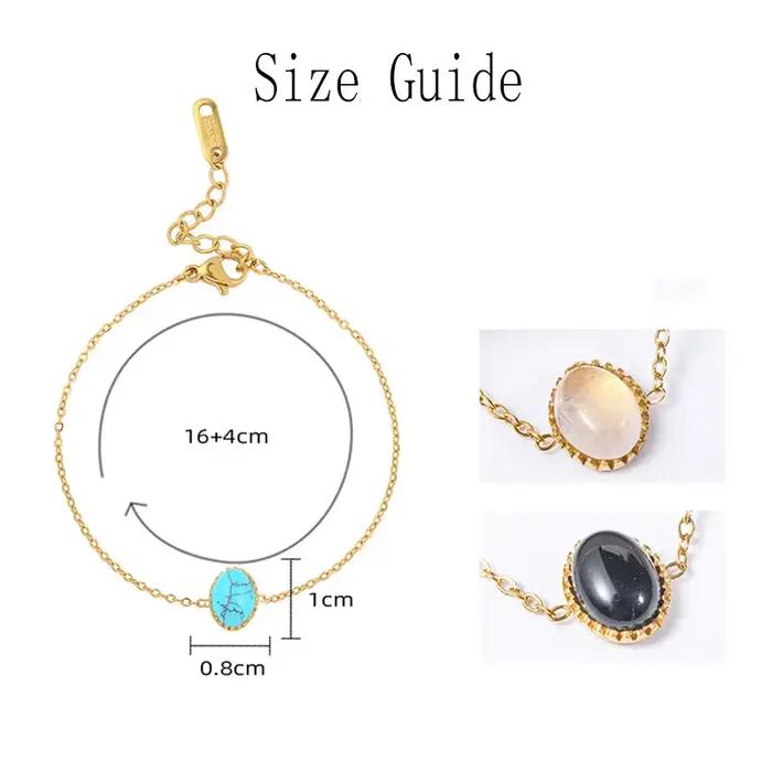 JOElegant-Bracelet en Pierre Naturelle de Style Bohème, Bijou en Titane et Acier de Qualité Supérieure, Forme Ovale, Vente en Gros en Usine