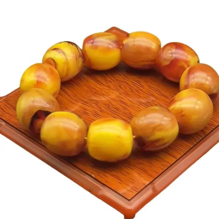 Bracelet Ovale en Ambre Jaune et Rouge Élégant Simple Pour Femmes Occasions Spéciales Durables Harmonieux