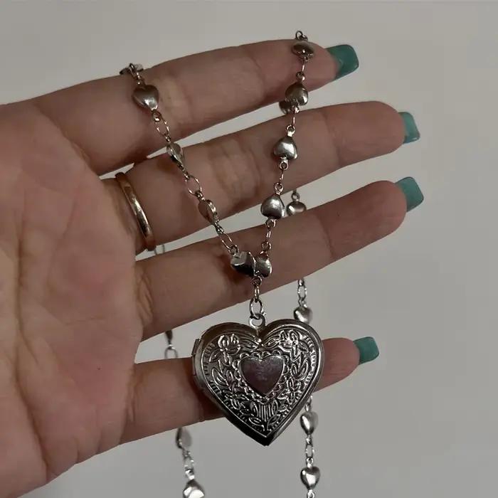 Pendentif en acier inoxydable en forme de cœur romantique ouvrable pour femmes et hommes bijou cadeau occasions spéciales
